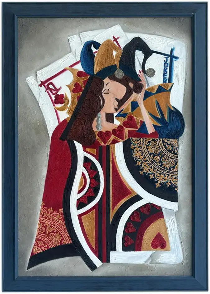 Framed abstract figurative painting by Lana Almouakeh
